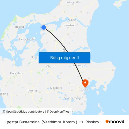 Løgstør Busterminal (Vesthimm. Komm.) to Risskov map