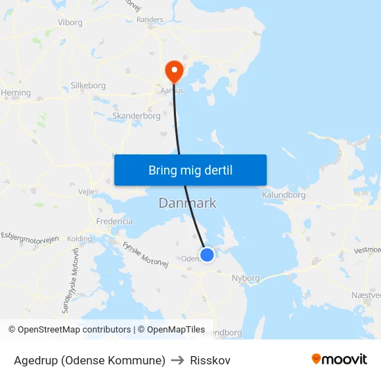 Agedrup (Odense Kommune) to Risskov map