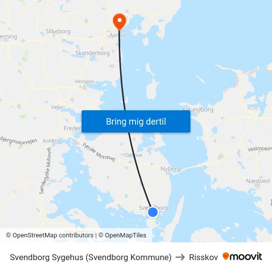 Svendborg Sygehus (Svendborg Kommune) to Risskov map