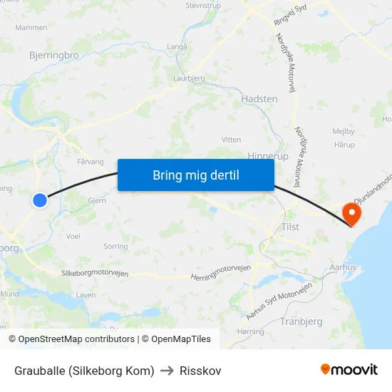 Grauballe (Silkeborg Kom) to Risskov map