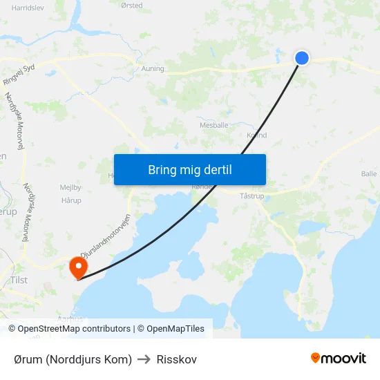 Ørum (Norddjurs Kom) to Risskov map