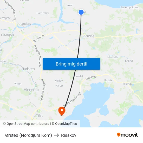Ørsted (Norddjurs Kom) to Risskov map