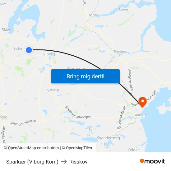 Sparkær (Viborg Kom) to Risskov map