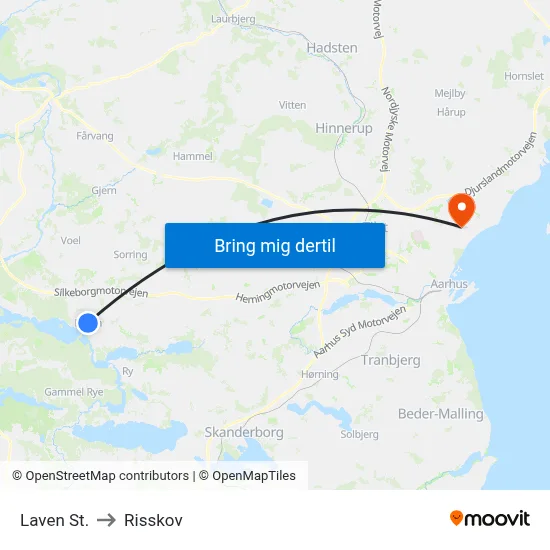 Laven St. to Risskov map
