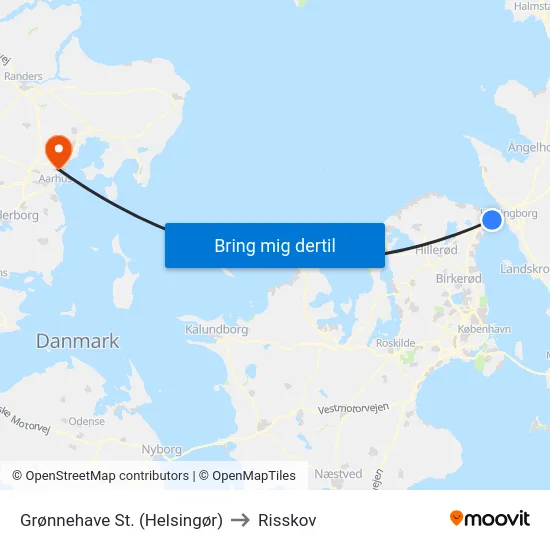 Grønnehave St. (Helsingør) to Risskov map