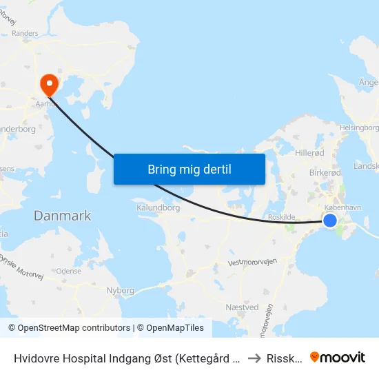 Hvidovre Hospital Indgang Øst (Kettegård Allé) to Risskov map