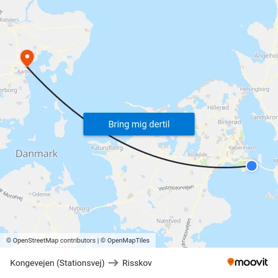 Kongevejen (Stationsvej) to Risskov map