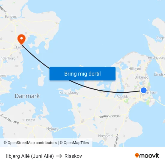 Ilbjerg Allé (Juni Allé) to Risskov map