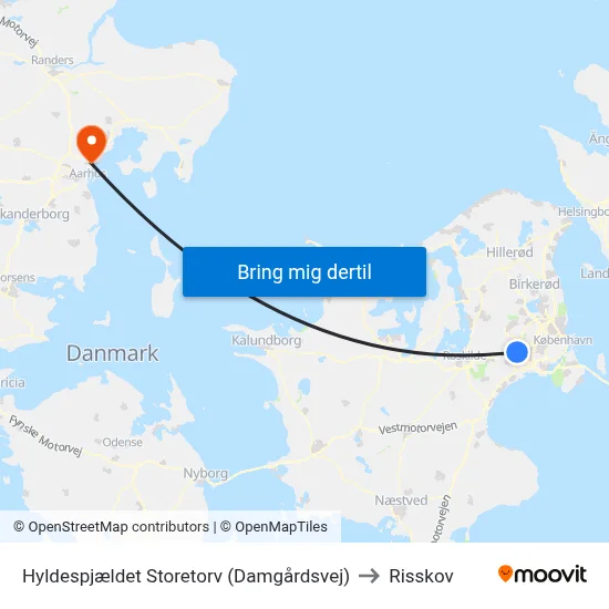Hyldespjældet Storetorv (Damgårdsvej) to Risskov map