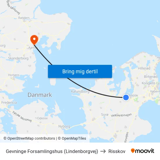 Gevninge Forsamlingshus (Lindenborgvej) to Risskov map