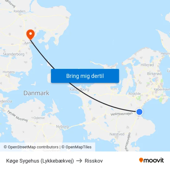 Køge Sygehus (Lykkebækvej) to Risskov map