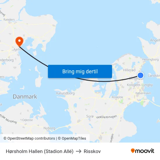 Hørsholm Hallen (Stadion Allé) to Risskov map
