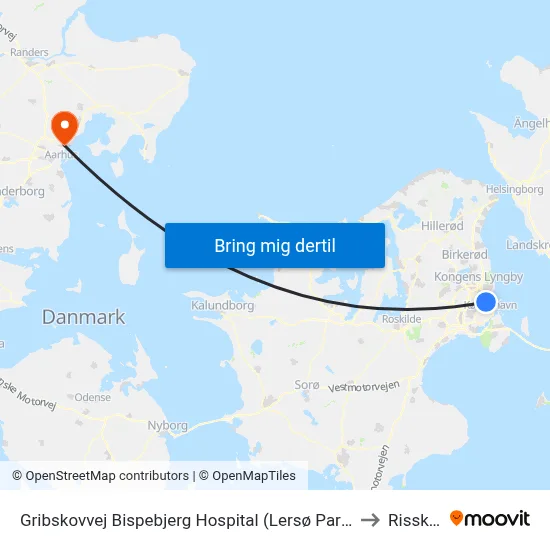 Gribskovvej Bispebjerg Hospital (Lersø Parkallé) to Risskov map