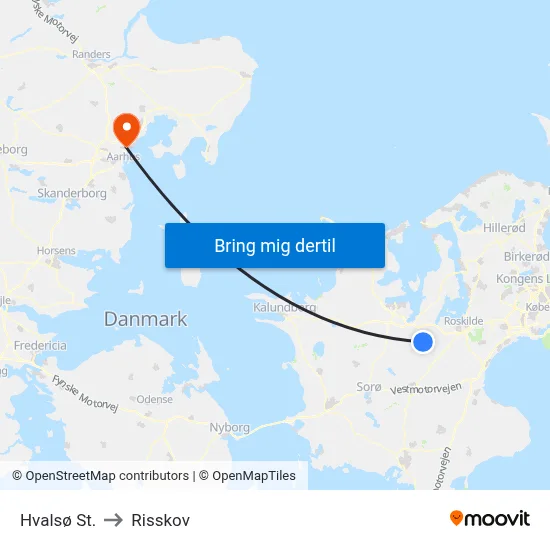 Hvalsø St. to Risskov map