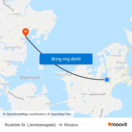 Roskilde St. (Jernbanegade) to Risskov map