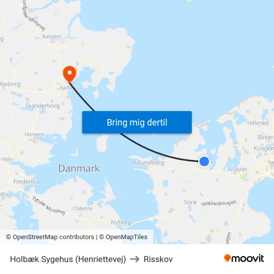 Holbæk Sygehus (Henriettevej) to Risskov map