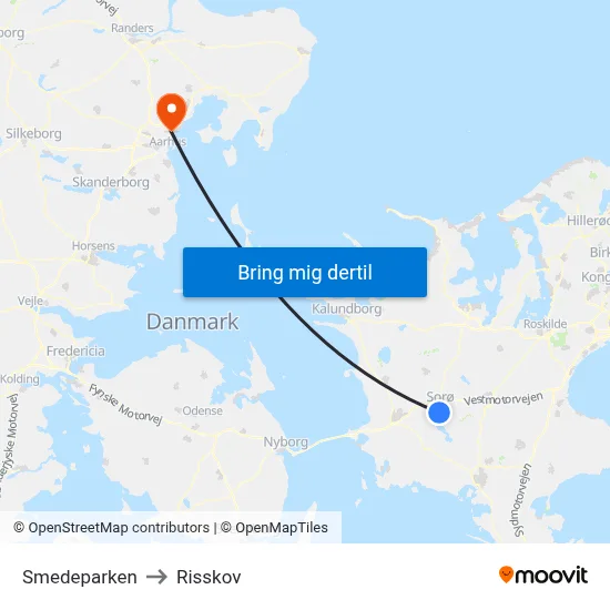 Smedeparken to Risskov map