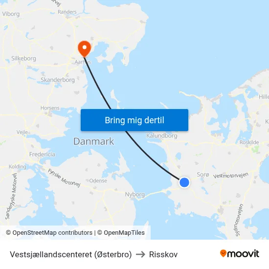 Vestsjællandscenteret (Østerbro) to Risskov map