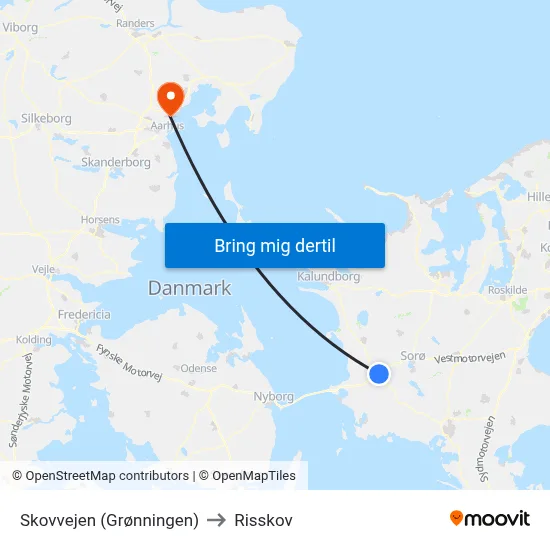 Skovvejen (Grønningen) to Risskov map