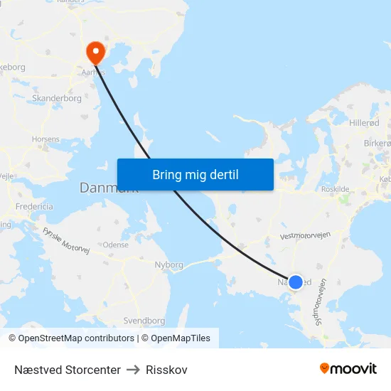 Næstved Storcenter to Risskov map