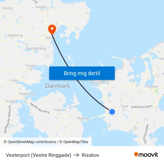Vesterport (Vestre Ringgade) to Risskov map