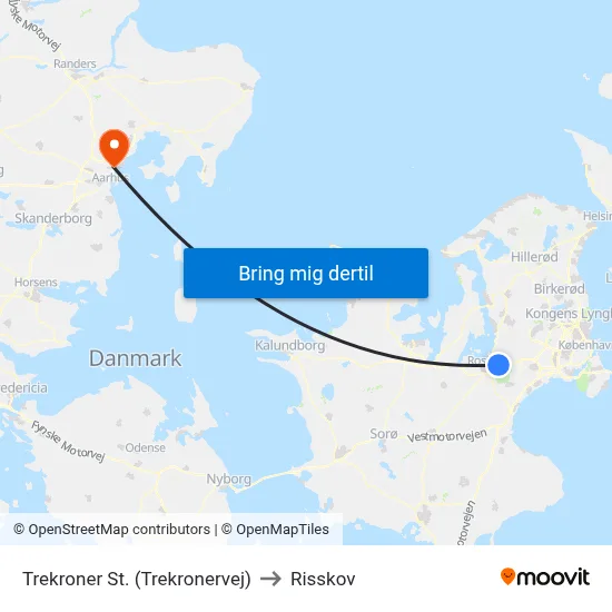 Trekroner St. (Trekronervej) to Risskov map