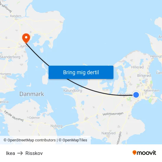 Ikea to Risskov map