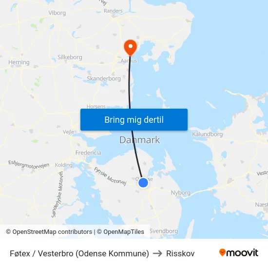 Føtex / Vesterbro (Odense Kommune) to Risskov map