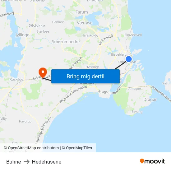 Norman Copenhagen to Hedehusene map