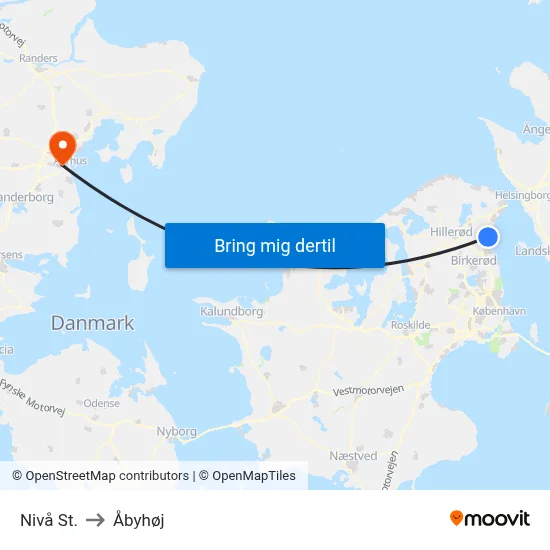 Nivå St. to Åbyhøj map