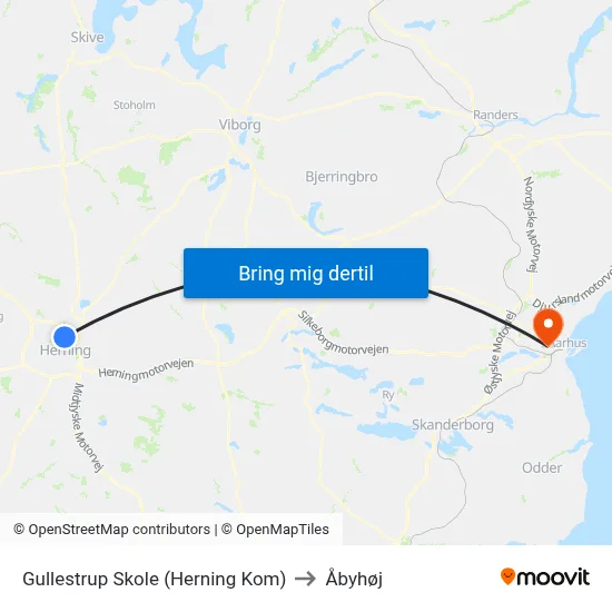 Gullestrup Skole (Herning Kom) to Åbyhøj map