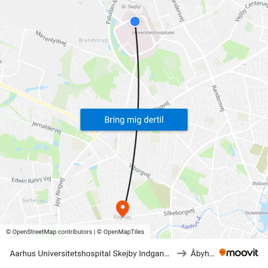 Aarhus Universitetshospital Skejby Indgang H to Åbyhøj map