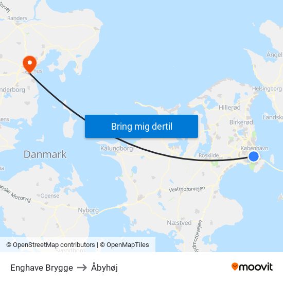 Enghave Brygge to Åbyhøj map