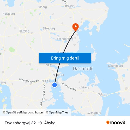 Frydenborgvej 32 to Åbyhøj map