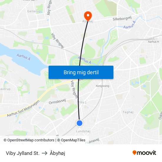 Viby Jylland St. to Åbyhøj map
