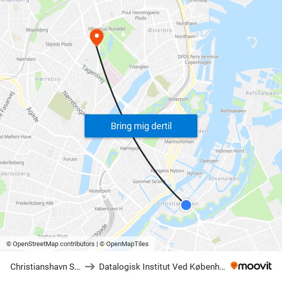 Christianshavn St. (Metro) to Datalogisk Institut Ved Københavns Universitet map