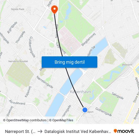 Nørreport St. (Metro) to Datalogisk Institut Ved Københavns Universitet map