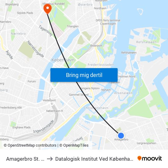 Amagerbro St. (Metro) to Datalogisk Institut Ved Københavns Universitet map