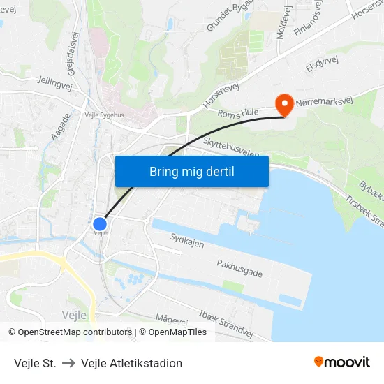 Vejle St. to Vejle Atletikstadion map