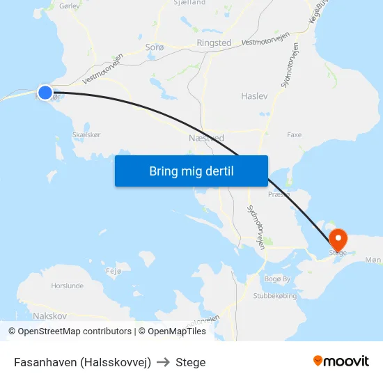 Fasanhaven (Halsskovvej) to Stege map