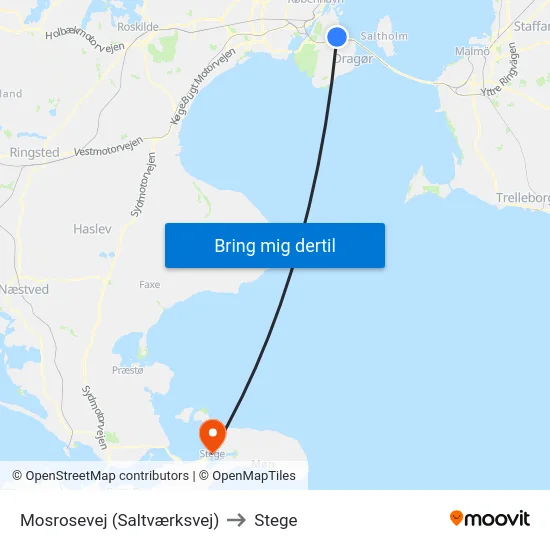 Mosrosevej (Saltværksvej) to Stege map