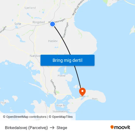 Birkedalsvej (Parcelvej) to Stege map