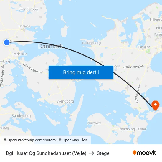 Dgi Huset Og Sundhedshuset (Vejle) to Stege map