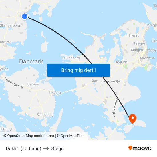 Dokk1 (Letbane) to Stege map