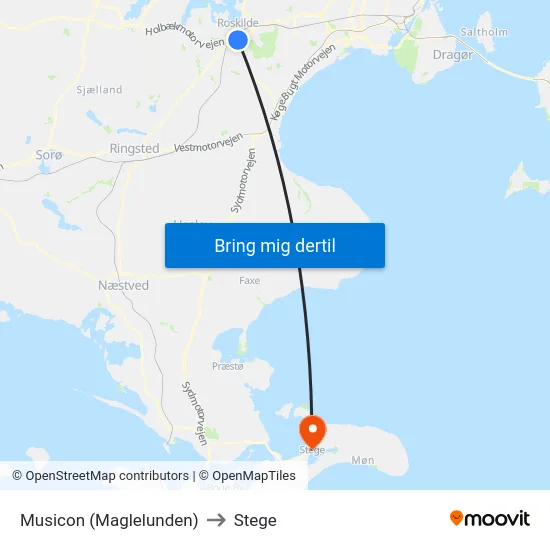 Musicon (Maglelunden) to Stege map
