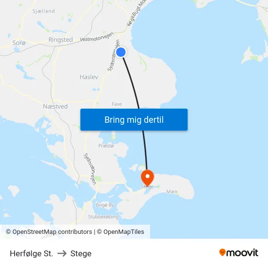 Herfølge St. to Stege map