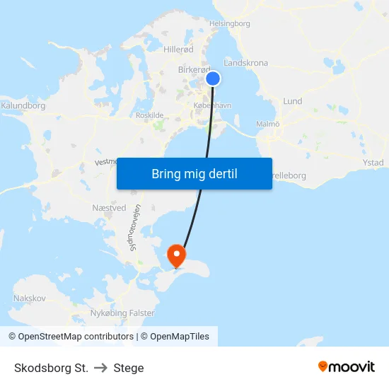 Skodsborg St. to Stege map