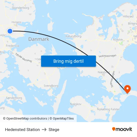 Hedensted Station to Stege map