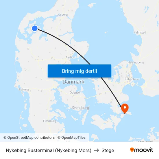 Nykøbing Busterminal (Nykøbing Mors) to Stege map