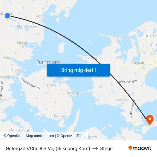 Østergade/Chr. 8.S Vej (Silkeborg Kom) to Stege map